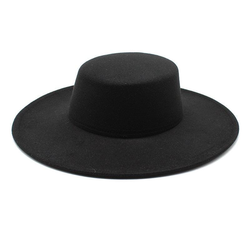 Women's Wide Brim Fedora Hat Retro Flat Top Summer Party Accessory