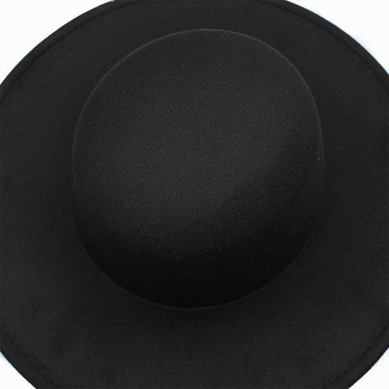 Women's Wide Brim Fedora Hat Retro Flat Top Summer Party Accessory