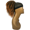 Woman wearing stylish urban braids accented with Unique Twist String in black and brown-copper.
