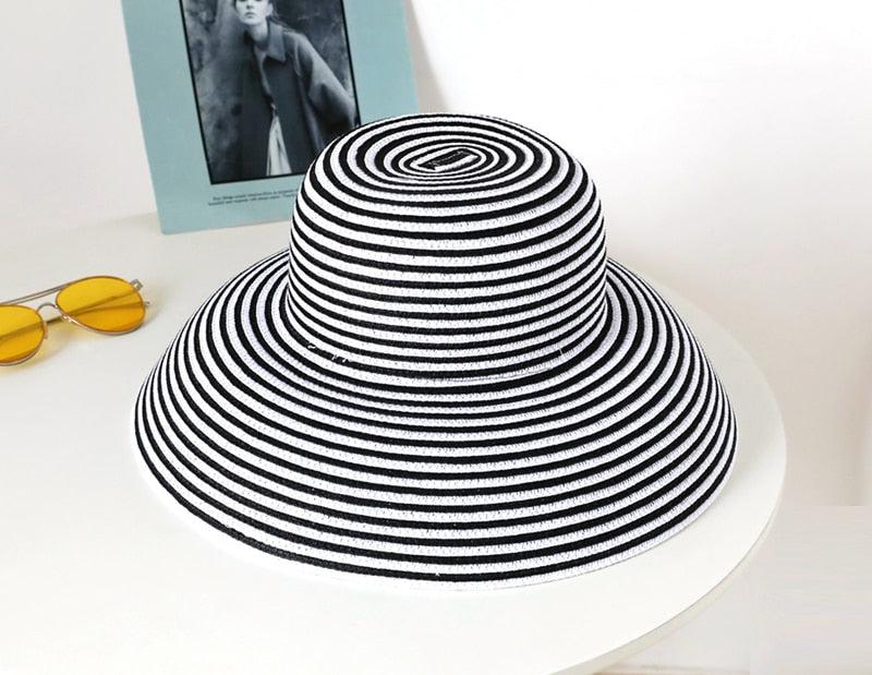 Foldable Vintage Beach Hat - Lightweight Wide Brim Summer Sun Cap