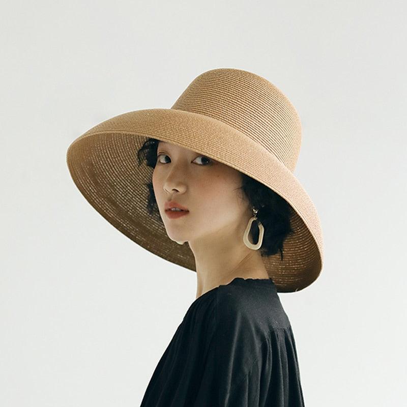 Foldable Vintage Beach Hat - Lightweight Wide Brim Summer Sun Cap