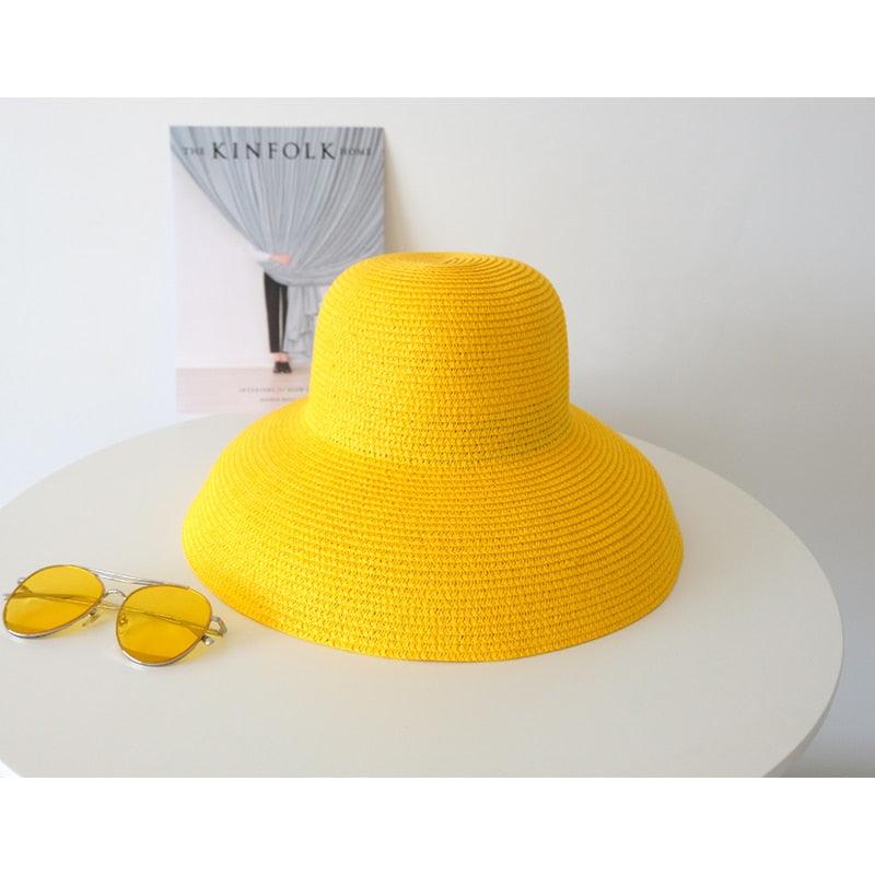 Foldable Vintage Beach Hat - Lightweight Wide Brim Summer Sun Cap