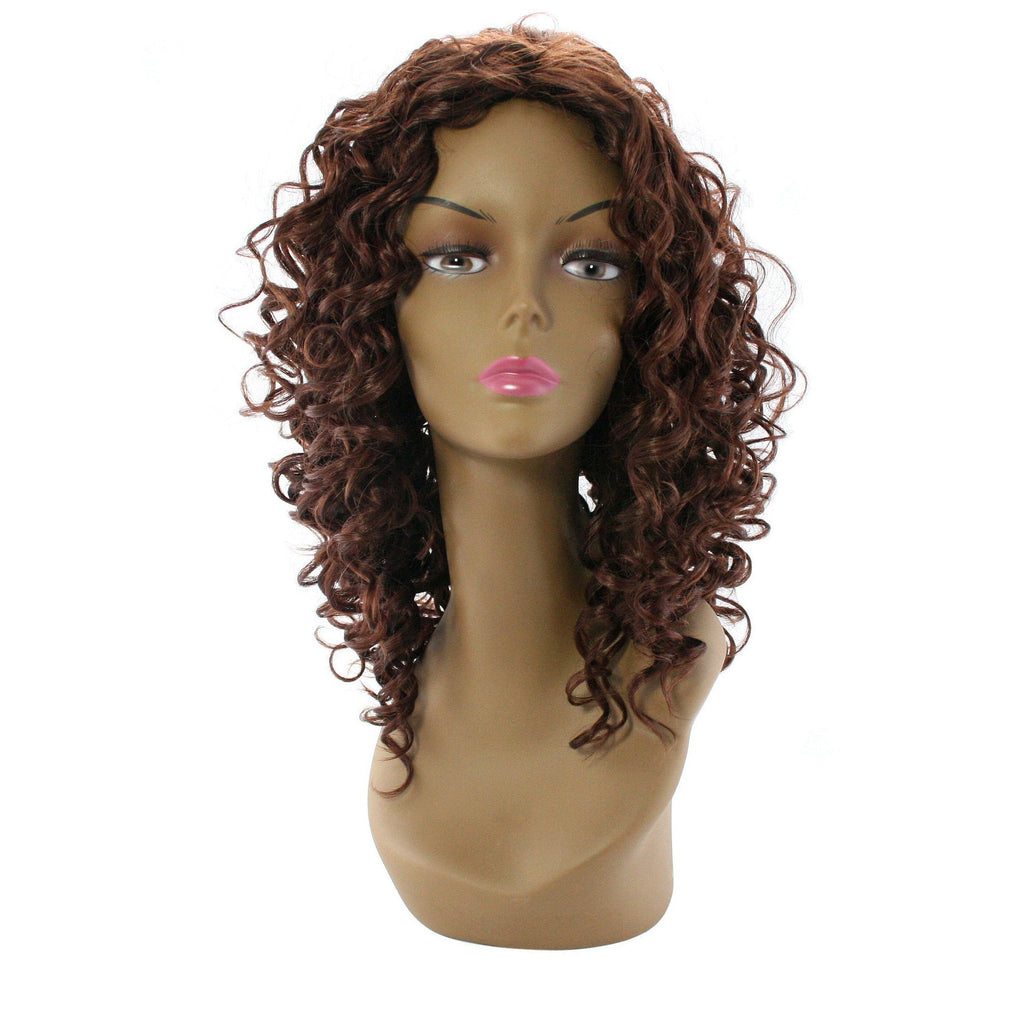 100% human hair wig Style A in auburn color, classic style for women.