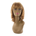 Model wearing a 100% human hair full wig in style A4 with light brown and blonde-highlighted strands.