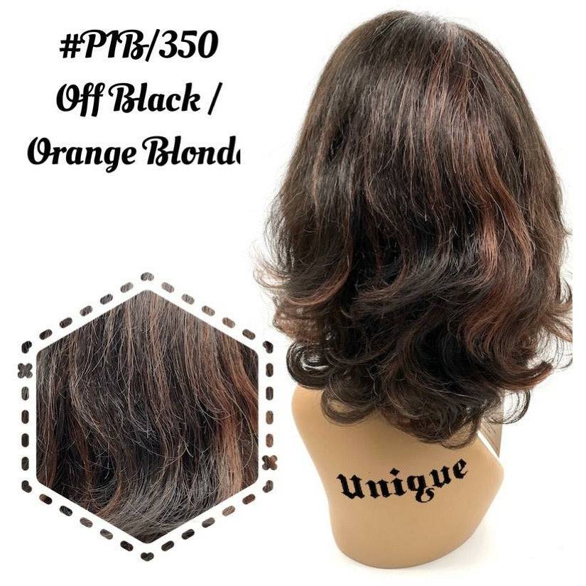 Modern 100% Human Hair Full Wig Style A6 - Black and Burgundy