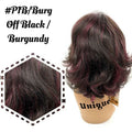 Modern 100% Human Hair Full Wig Style A6 - Black and Burgundy