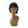 Model wearing Unique's 100% Human Hair Full Wig in Style B, showcasing a natural, professional look.