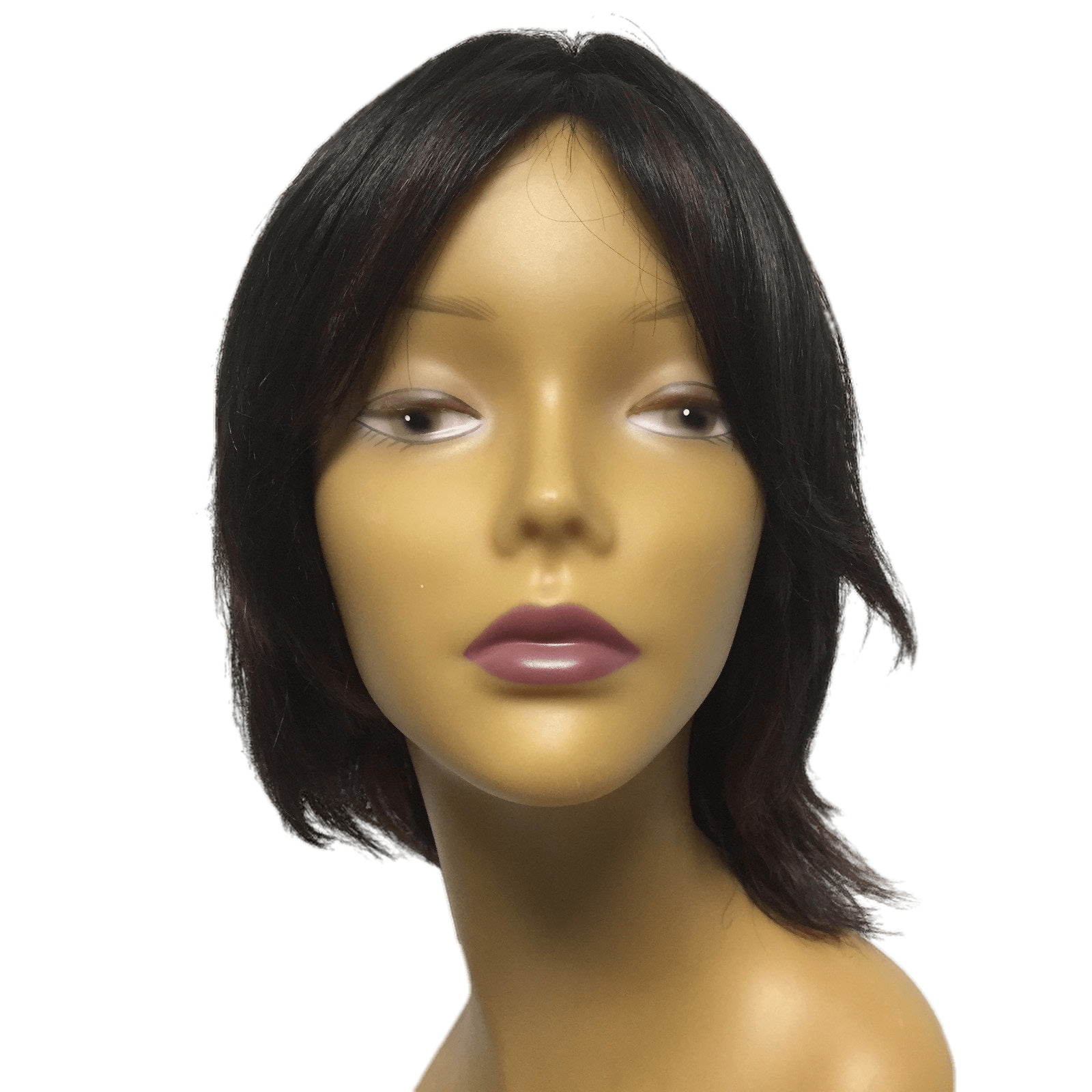 Modern 100% human hair wig Style B1, available in black and burgundy two-tone options.