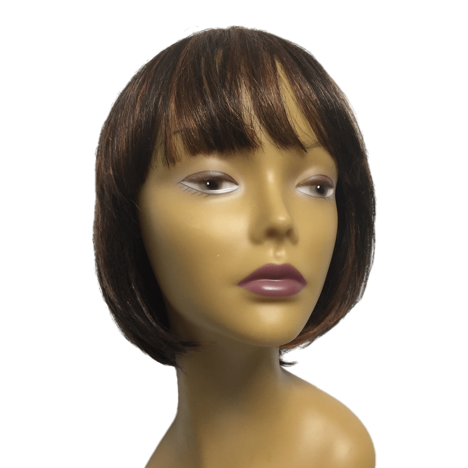 Classic brown human hair full wig in Style B2, featuring a sleek and minimalist aesthetic.
