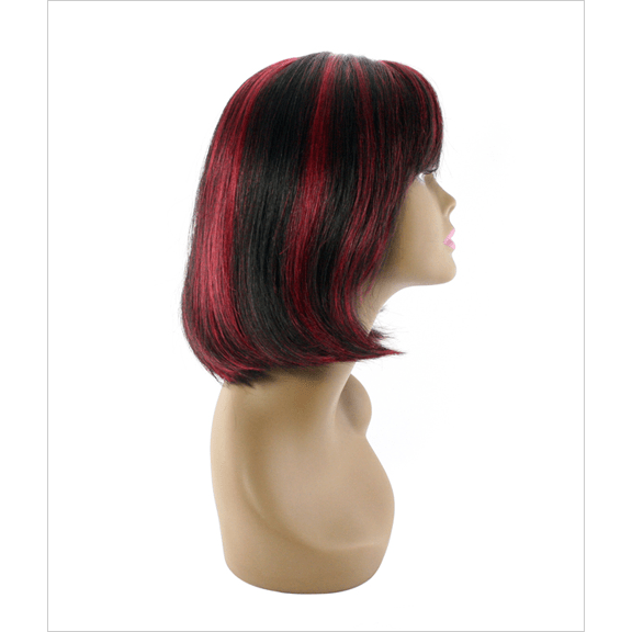 100% Human Hair Full Wig Style J Off Black and Dark Auburn
