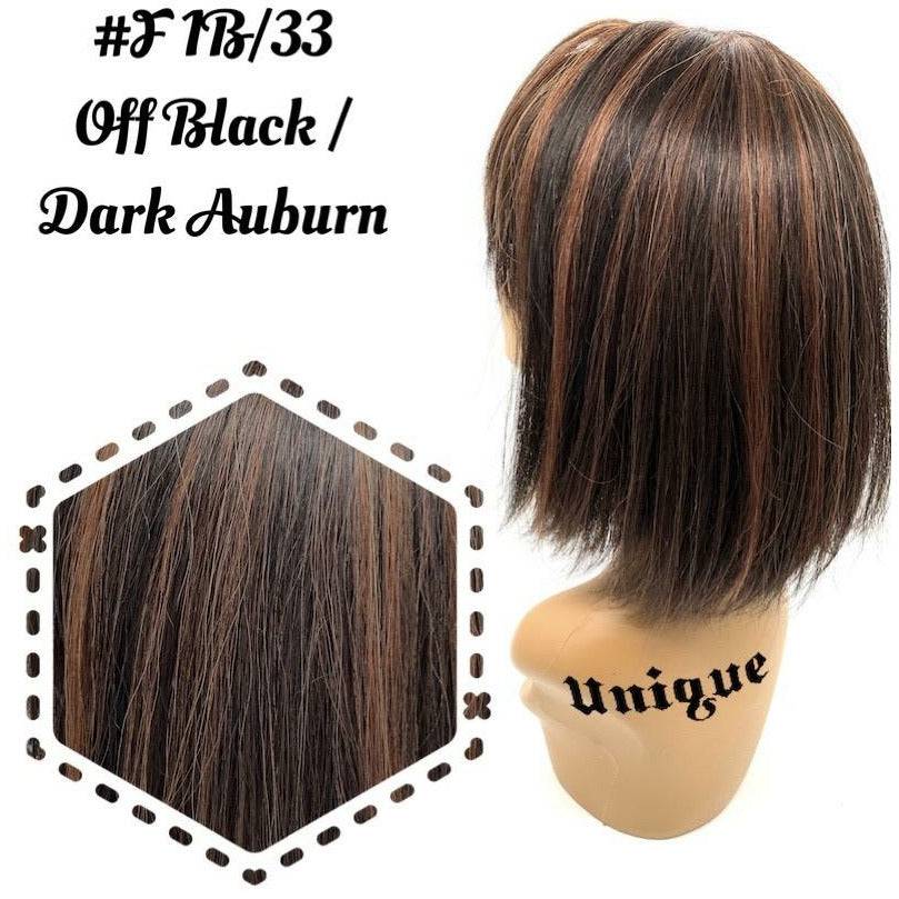 100% Human Hair Full Wig Style J Off Black and Dark Auburn