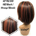 100% Human Hair Full Wig Style J Off Black and Dark Auburn