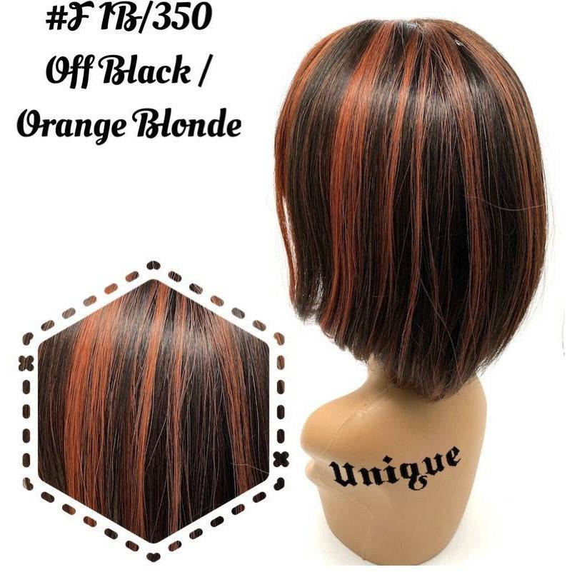 100% Human Hair Full Wig Style J Off Black and Dark Auburn