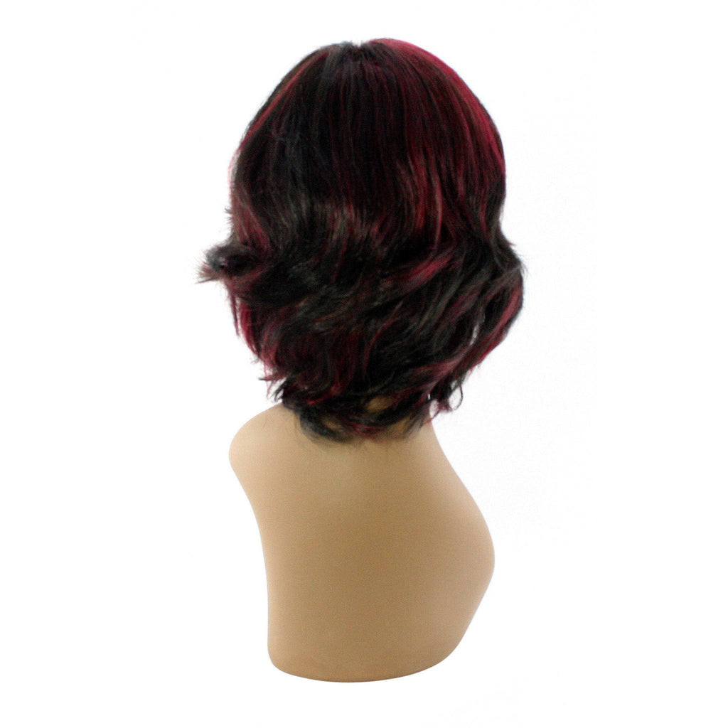 Style R 100% Human Hair Full Wig in Black and Burgundy