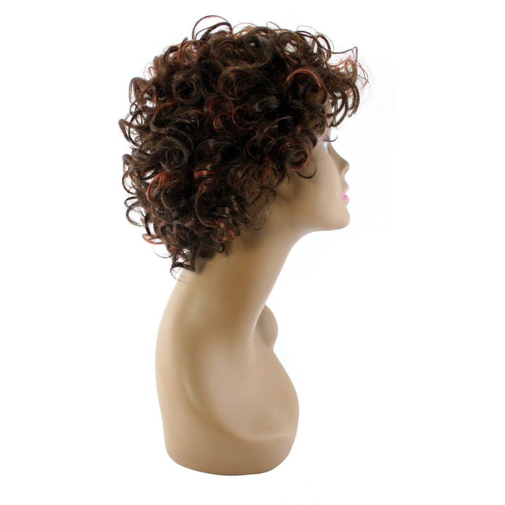 100% Human Hair Full Wig Style S in Brown and Red