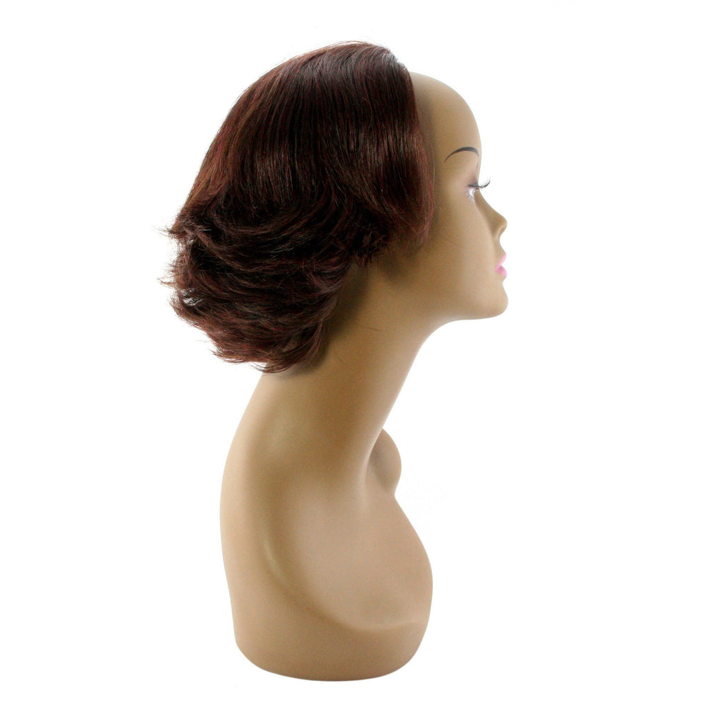 100% Human Hair Half Wig - Mrs. Barbados Style Brown Auburn