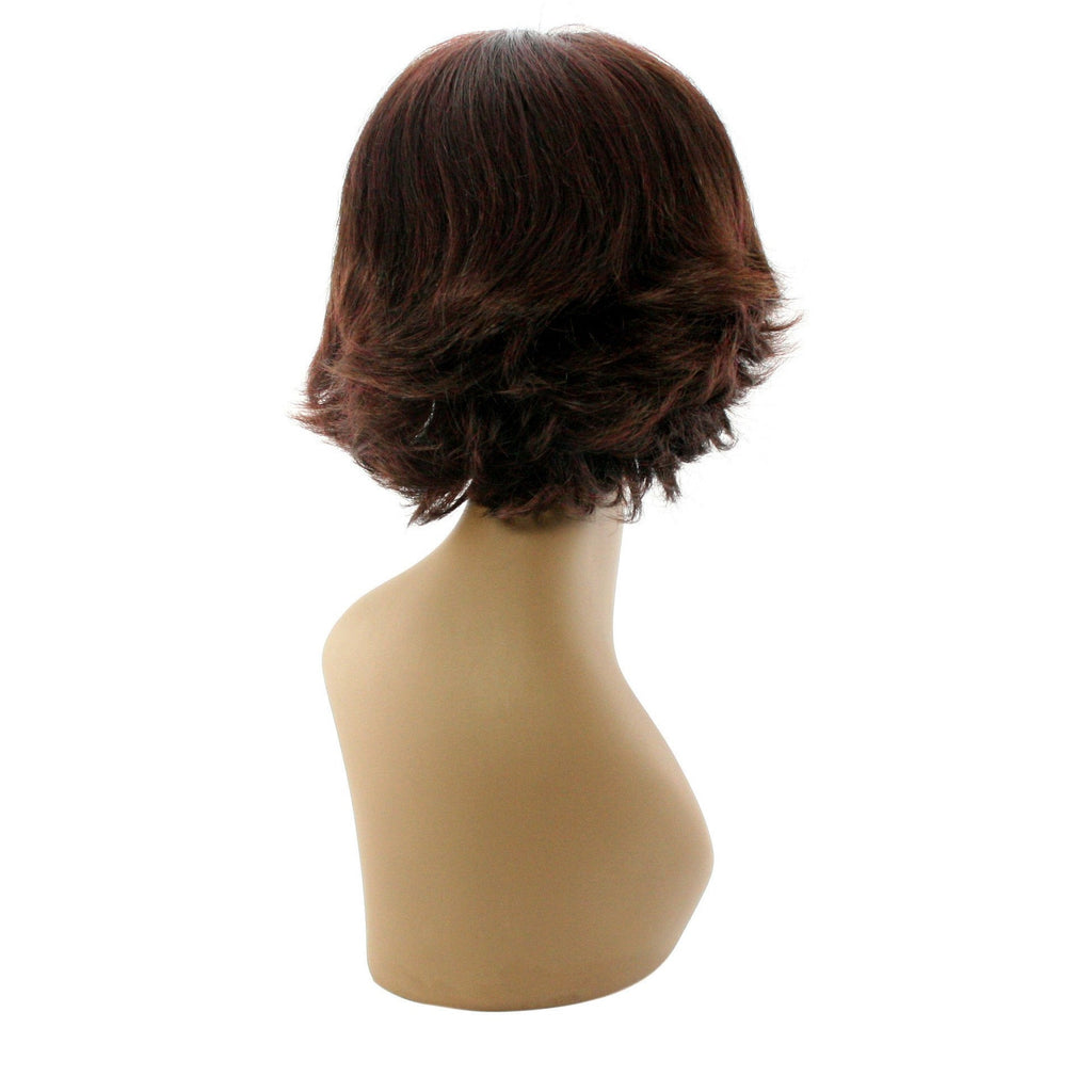 100% Human Hair Half Wig - Mrs. Barbados Style Brown Auburn