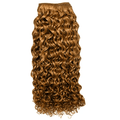 Woman wearing 10 inch Jerri Curl human hair extensions