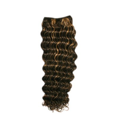 10 Inch deep wave human hair extensions available in brown and blonde