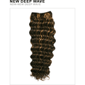 8-inch human hair deep wave extension with multi-tonal brown and honey-blonde highlights