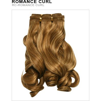Close up of 8-inch light brown romance curl human hair extension with golden undertones