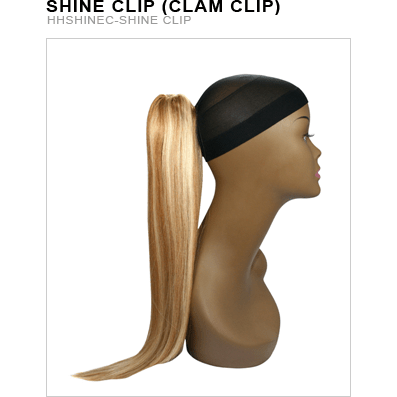 Woman wearing a Human Hair Shine Clip in blonde for a radiant glossy finish