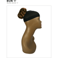 Natural brown Kanekalon hair bun accessory with warm highlights and minimalist design.