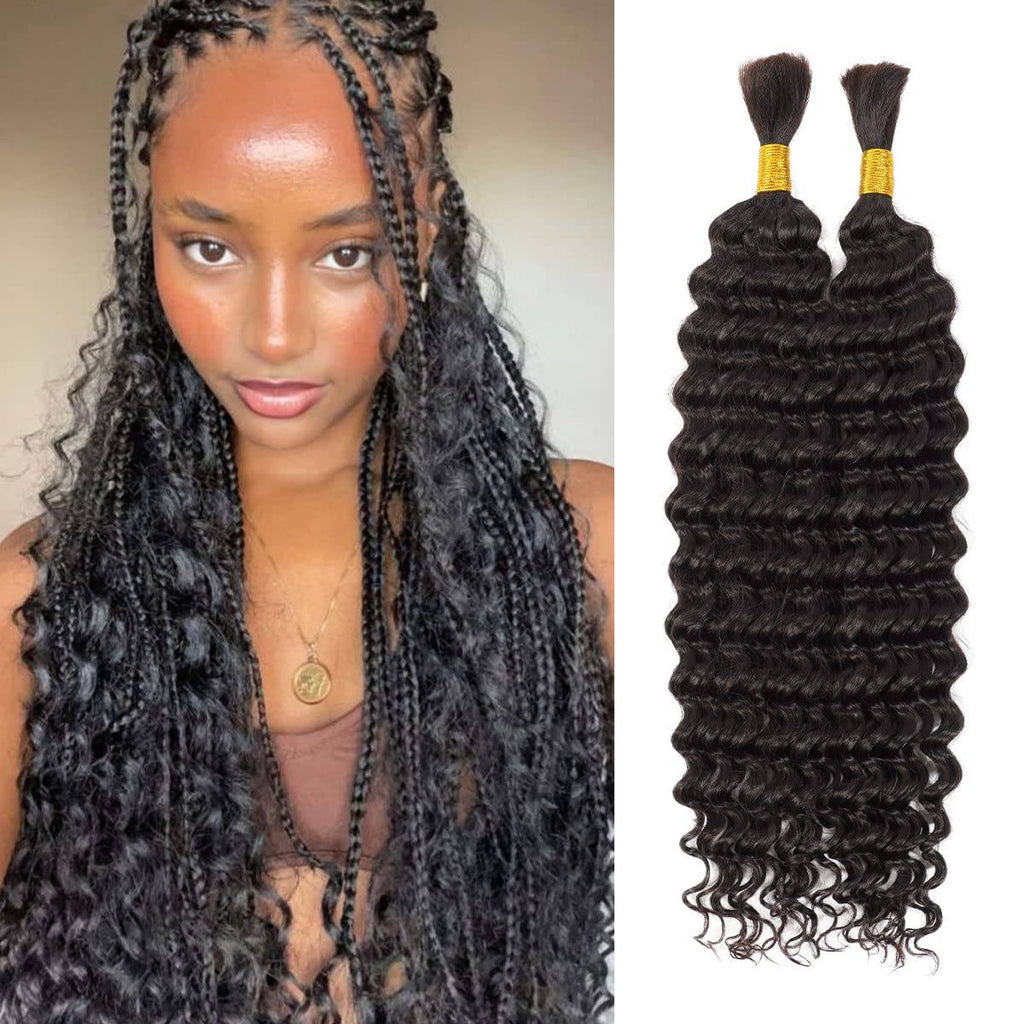 24 inch deep bulk 100% human hair extensions for professional braiding