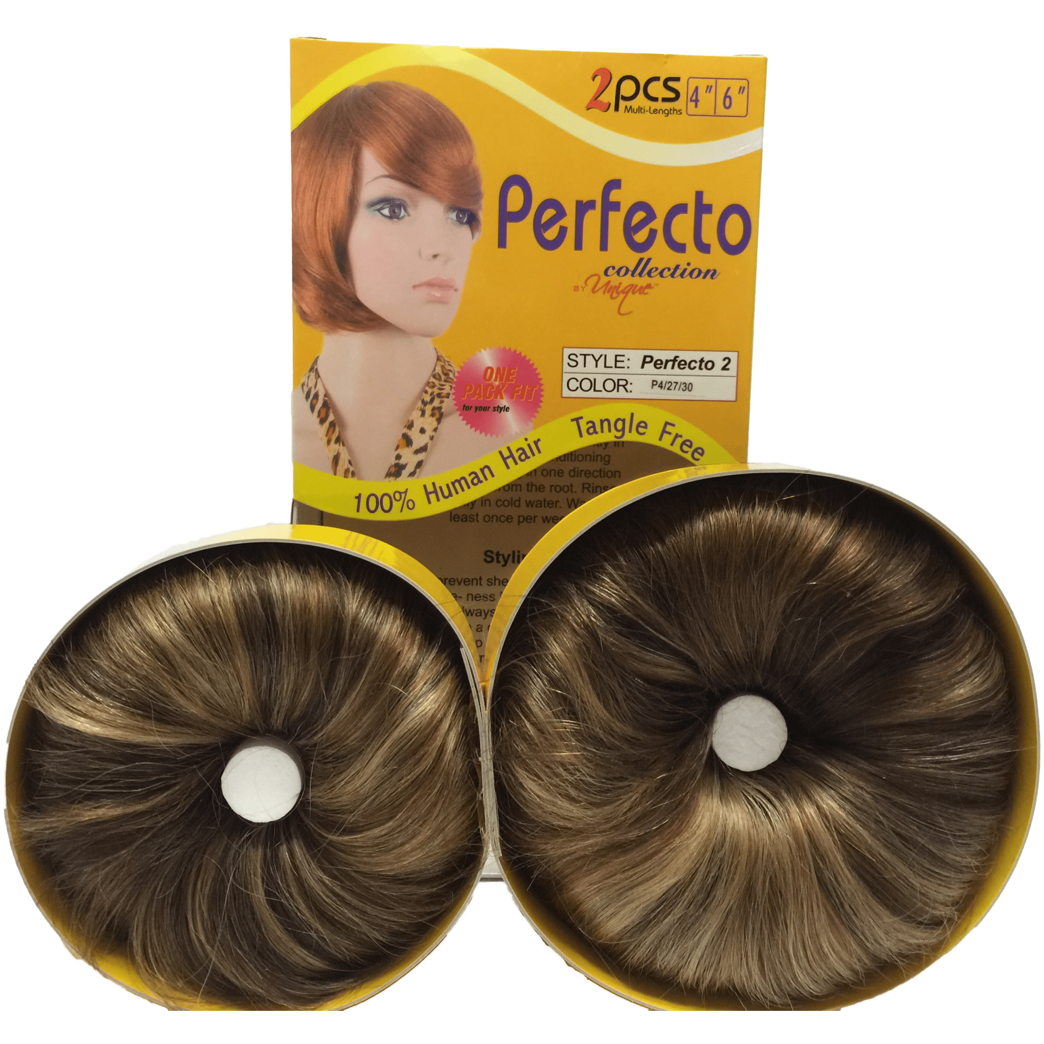 Perfecto 2 Bump 100% human hair extensions in 4-inch and 6-inch lengths for volume.