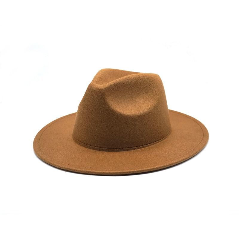 Vintage Wide Brim Fedora Hat for Women Elegant Autumn Winter Style
