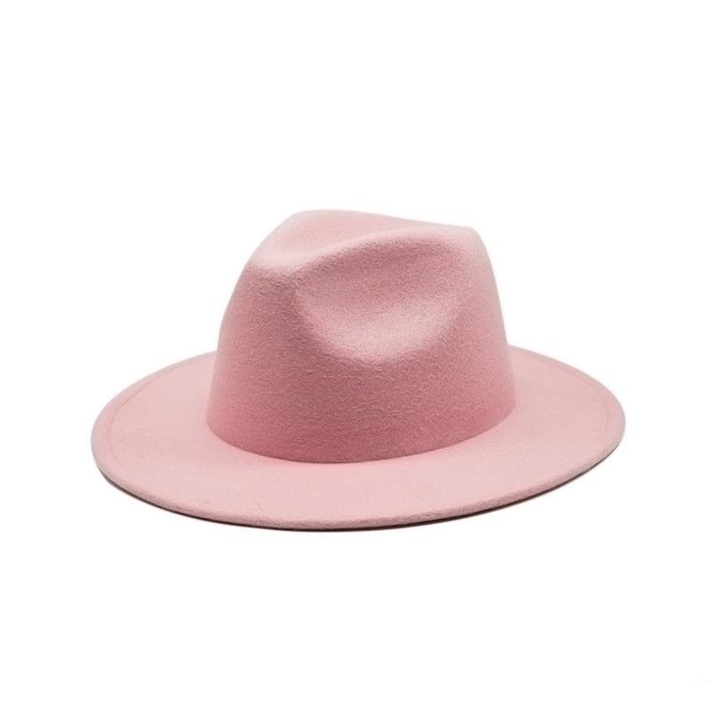 Vintage Wide Brim Fedora Hat for Women Elegant Autumn Winter Style