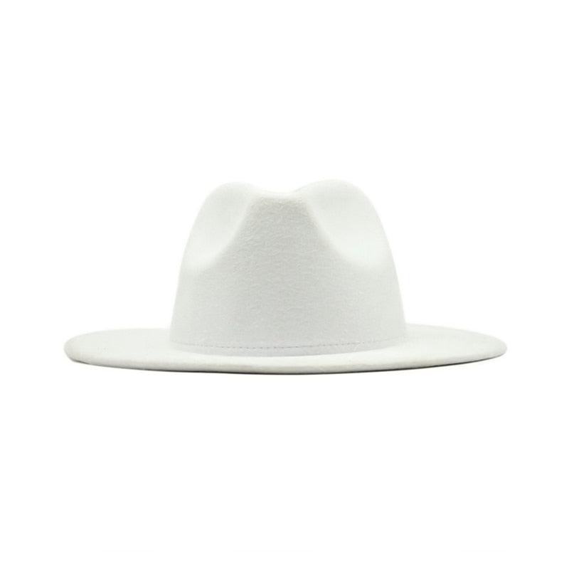 Vintage Wide Brim Fedora Hat for Women Elegant Autumn Winter Style