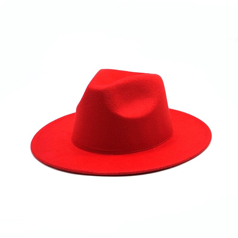 Vintage Wide Brim Fedora Hat for Women Elegant Autumn Winter Style