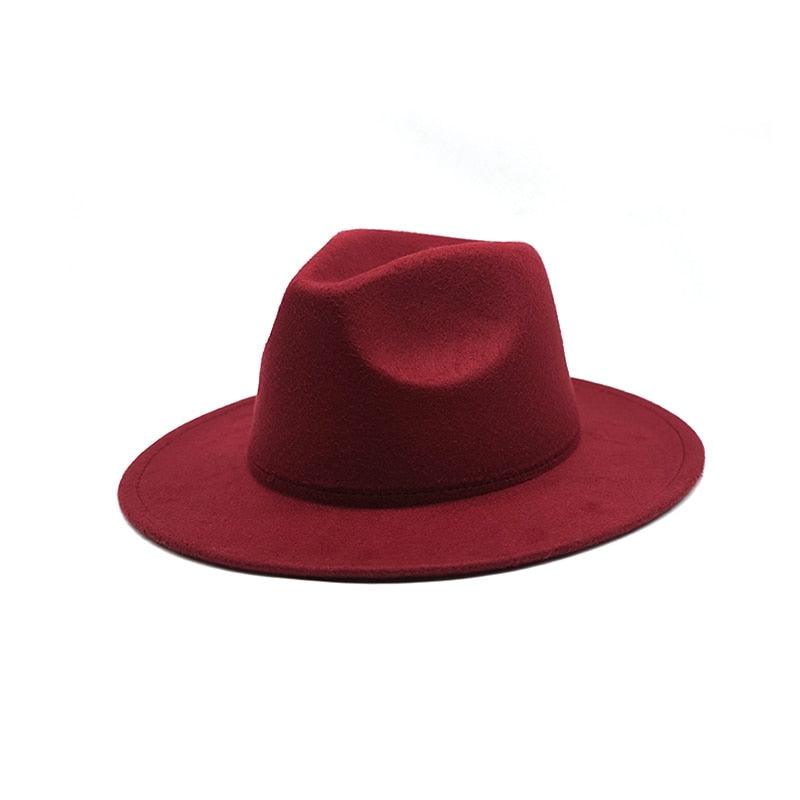 Vintage Wide Brim Fedora Hat for Women Elegant Autumn Winter Style