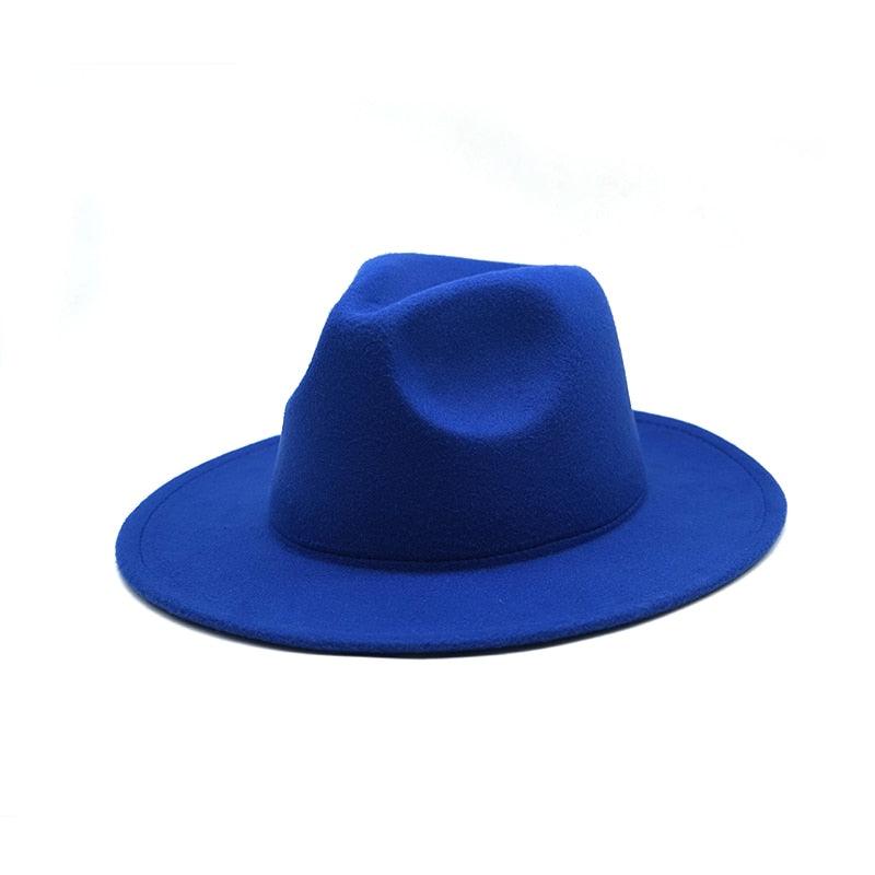 Vintage Wide Brim Fedora Hat for Women Elegant Autumn Winter Style