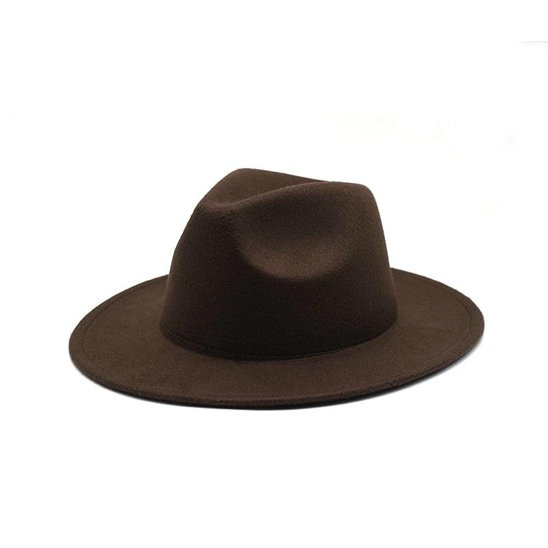 Vintage Wide Brim Fedora Hat for Women Elegant Autumn Winter Style