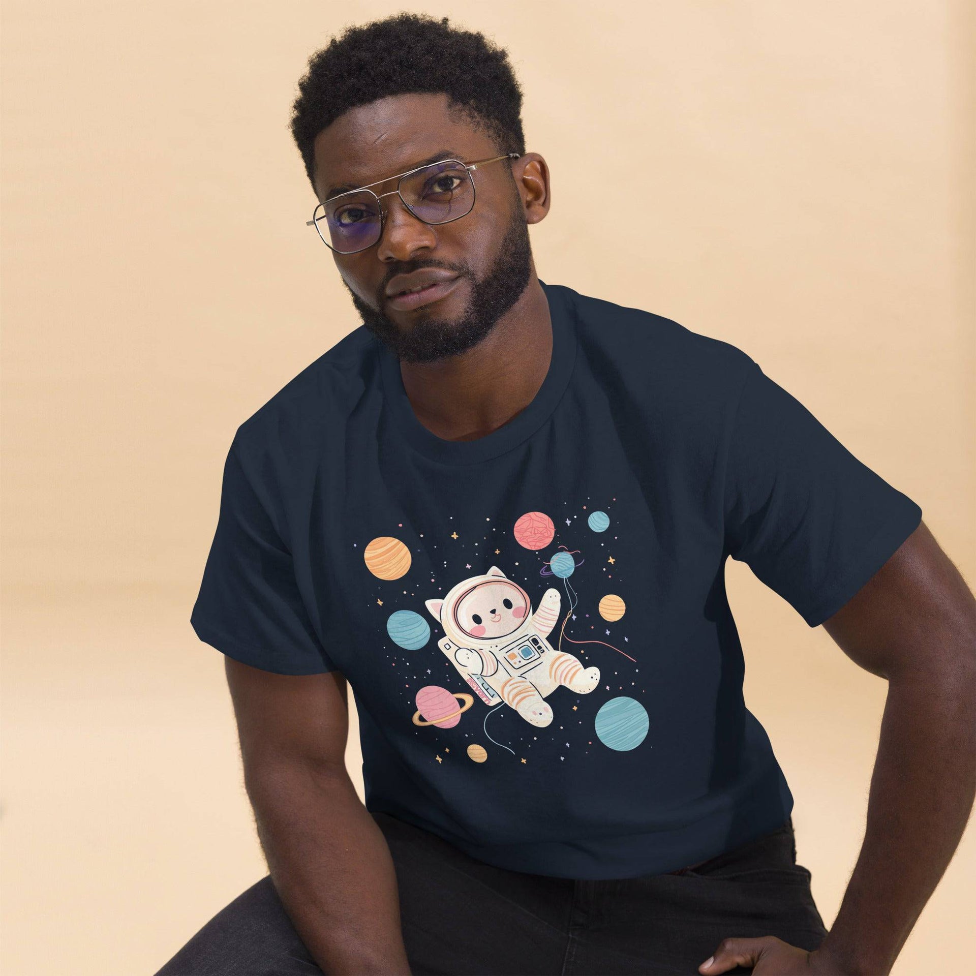 Space Cat Yarn Explorer Graphic T-Shirt for Craft Lovers