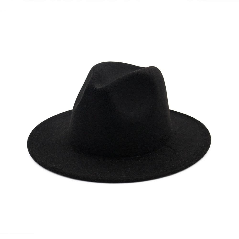 Unisex Solid Color Woolen Fedora Hat Modern Autumn Winter Style