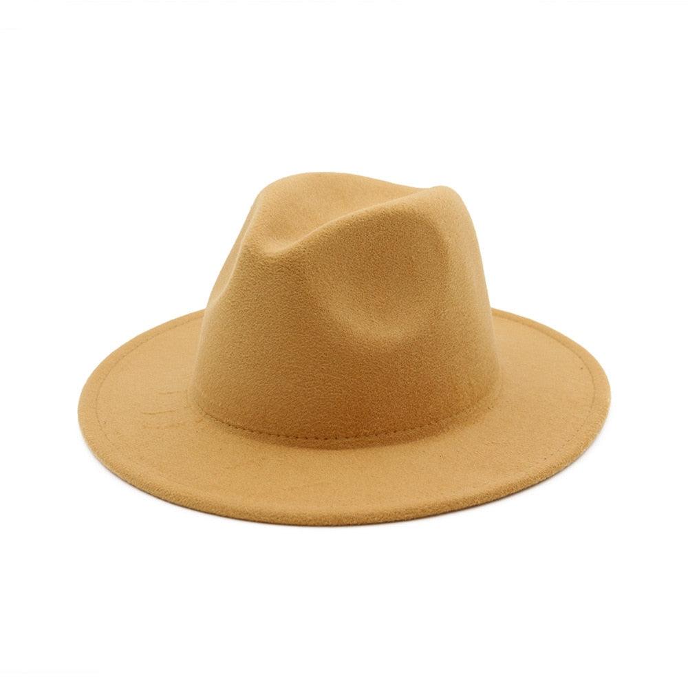 Unisex Solid Color Woolen Fedora Hat Modern Autumn Winter Style