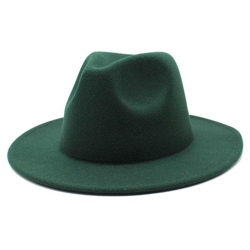 Unisex Solid Color Woolen Fedora Hat Modern Autumn Winter Style