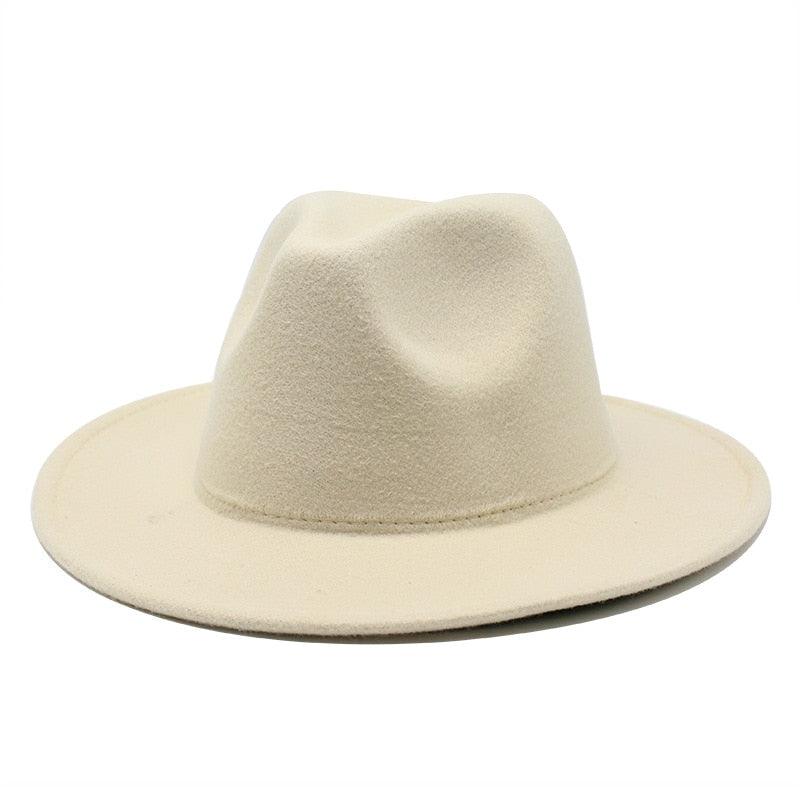 Unisex Solid Color Woolen Fedora Hat Modern Autumn Winter Style