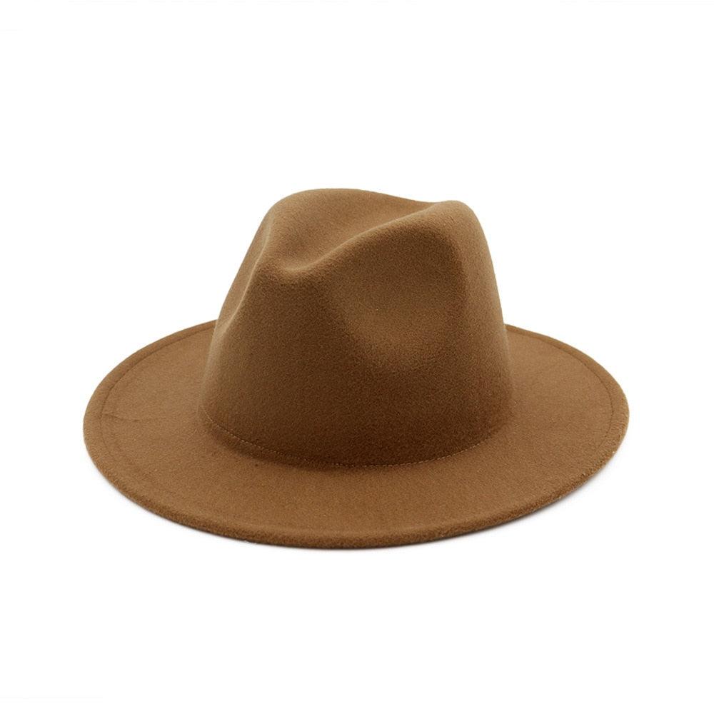 Unisex Solid Color Woolen Fedora Hat Modern Autumn Winter Style