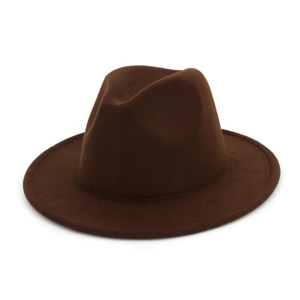 Unisex Solid Color Woolen Fedora Hat Modern Autumn Winter Style