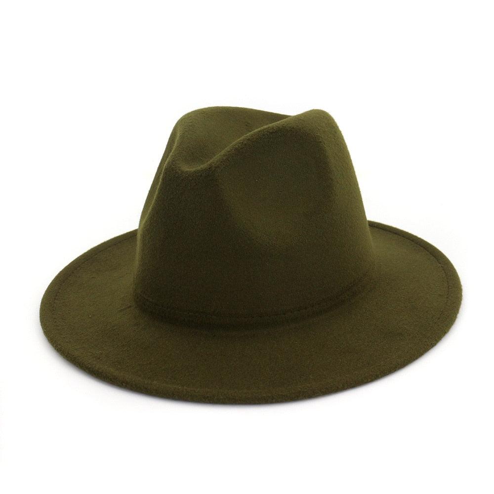 Unisex Solid Color Woolen Fedora Hat Modern Autumn Winter Style