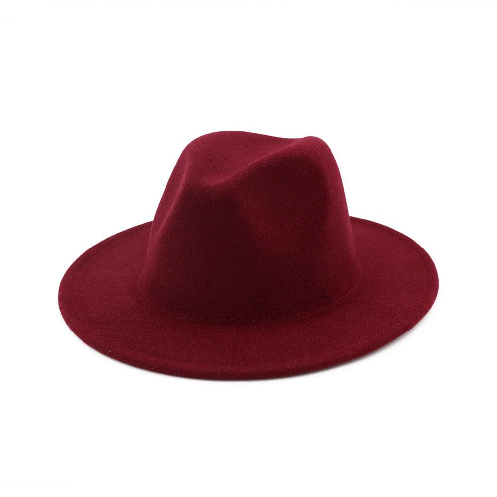 Unisex Solid Color Woolen Fedora Hat Modern Autumn Winter Style