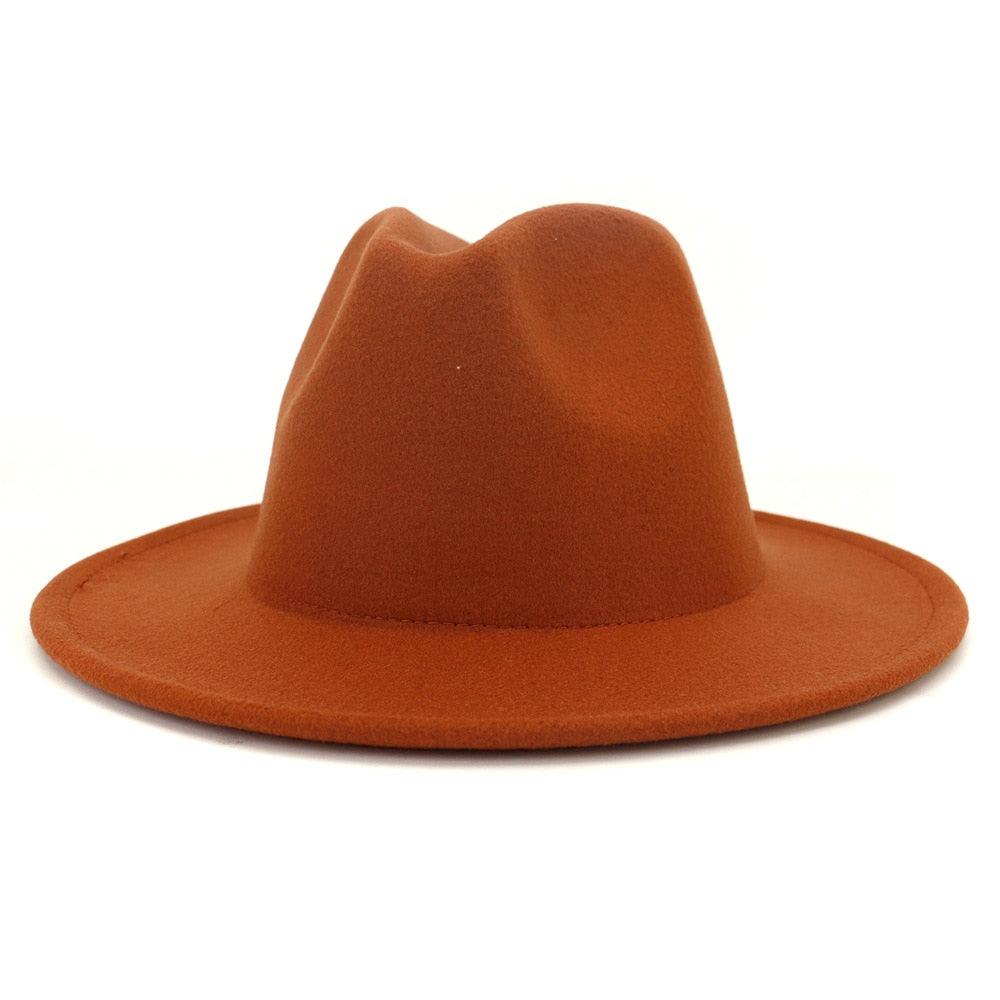 Unisex Solid Color Woolen Fedora Hat Modern Autumn Winter Style