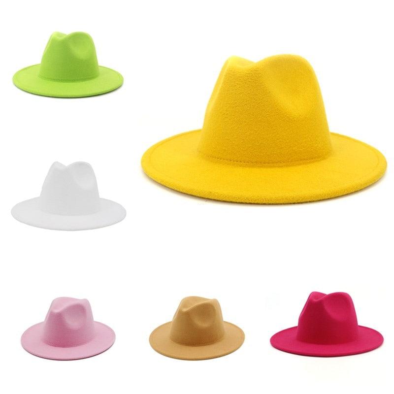 Unisex Solid Color Woolen Fedora Hat Modern Autumn Winter Style