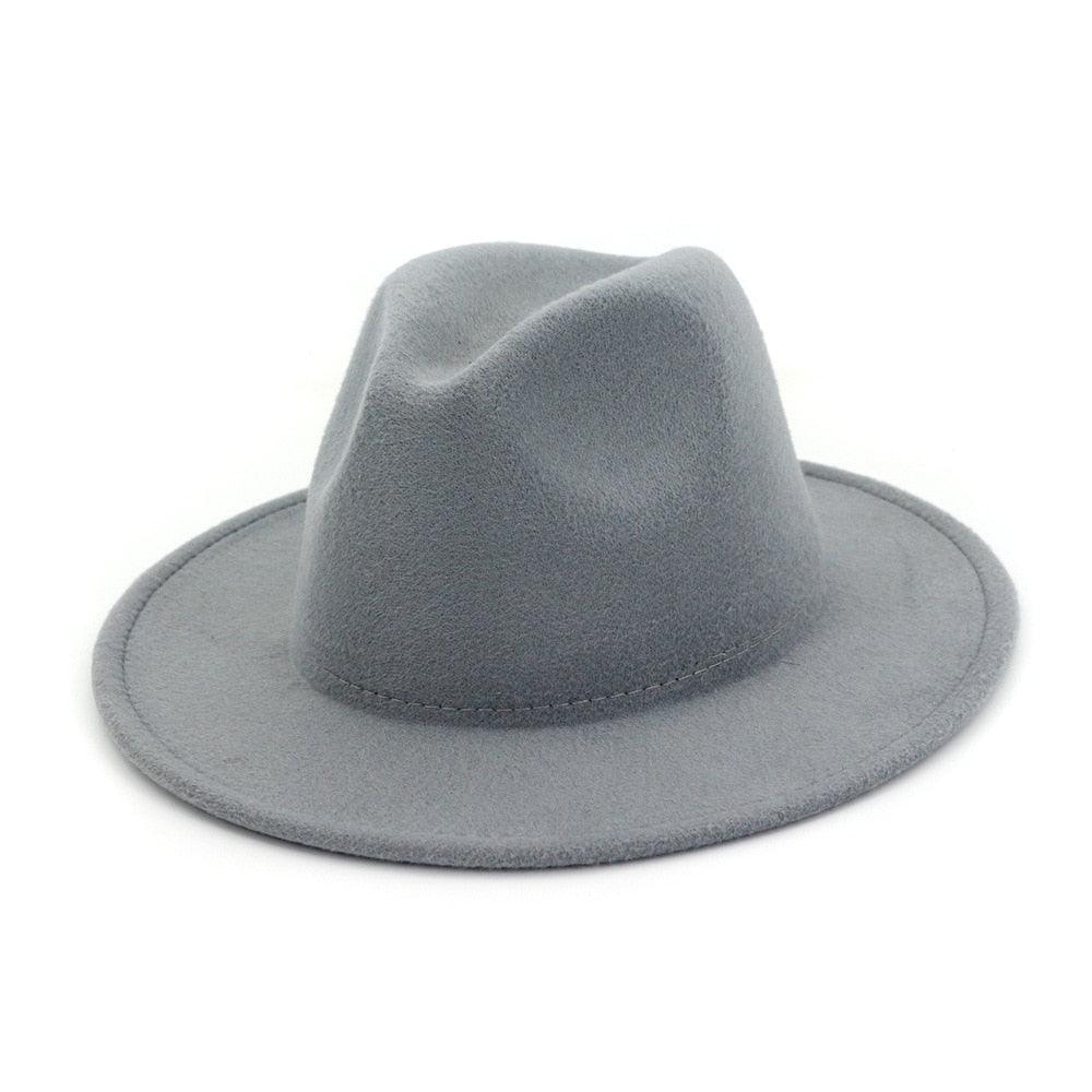 Unisex Solid Color Woolen Fedora Hat Modern Autumn Winter Style