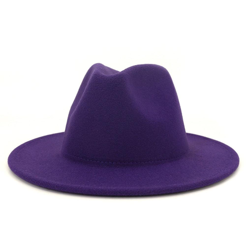 Unisex Solid Color Woolen Fedora Hat Modern Autumn Winter Style