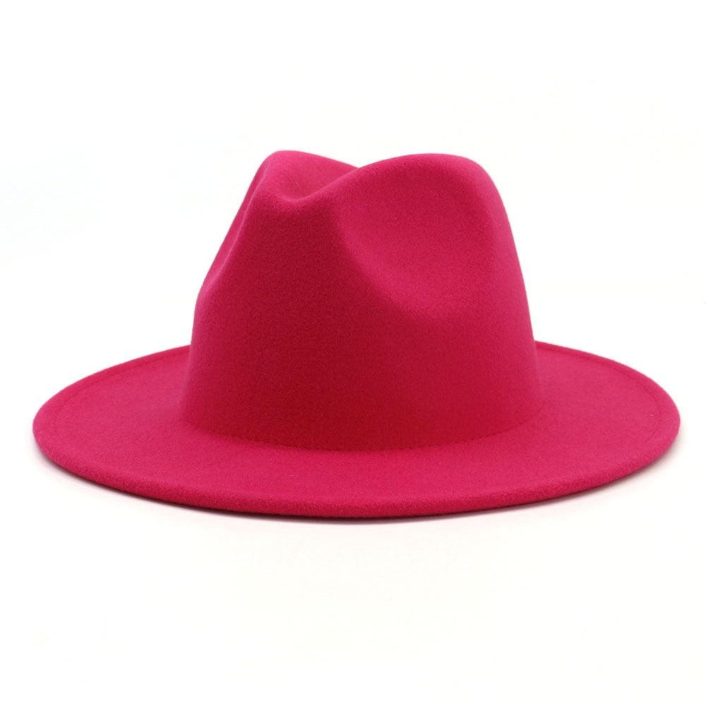 Unisex Solid Color Woolen Fedora Hat Modern Autumn Winter Style